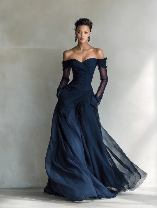 Cayetana | Vestido Largo de Organza con Hombros al Aire