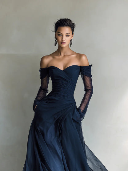 Cayetana | Vestido Largo de Organza con Hombros al Aire