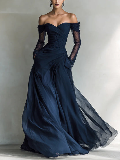 Cayetana | Vestido Largo de Organza con Hombros al Aire