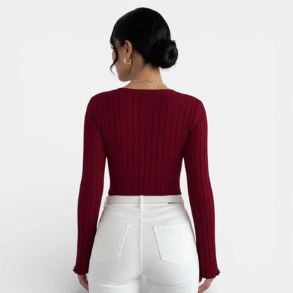 Julieta | Camiseta Canalé Escote V Manga Larga