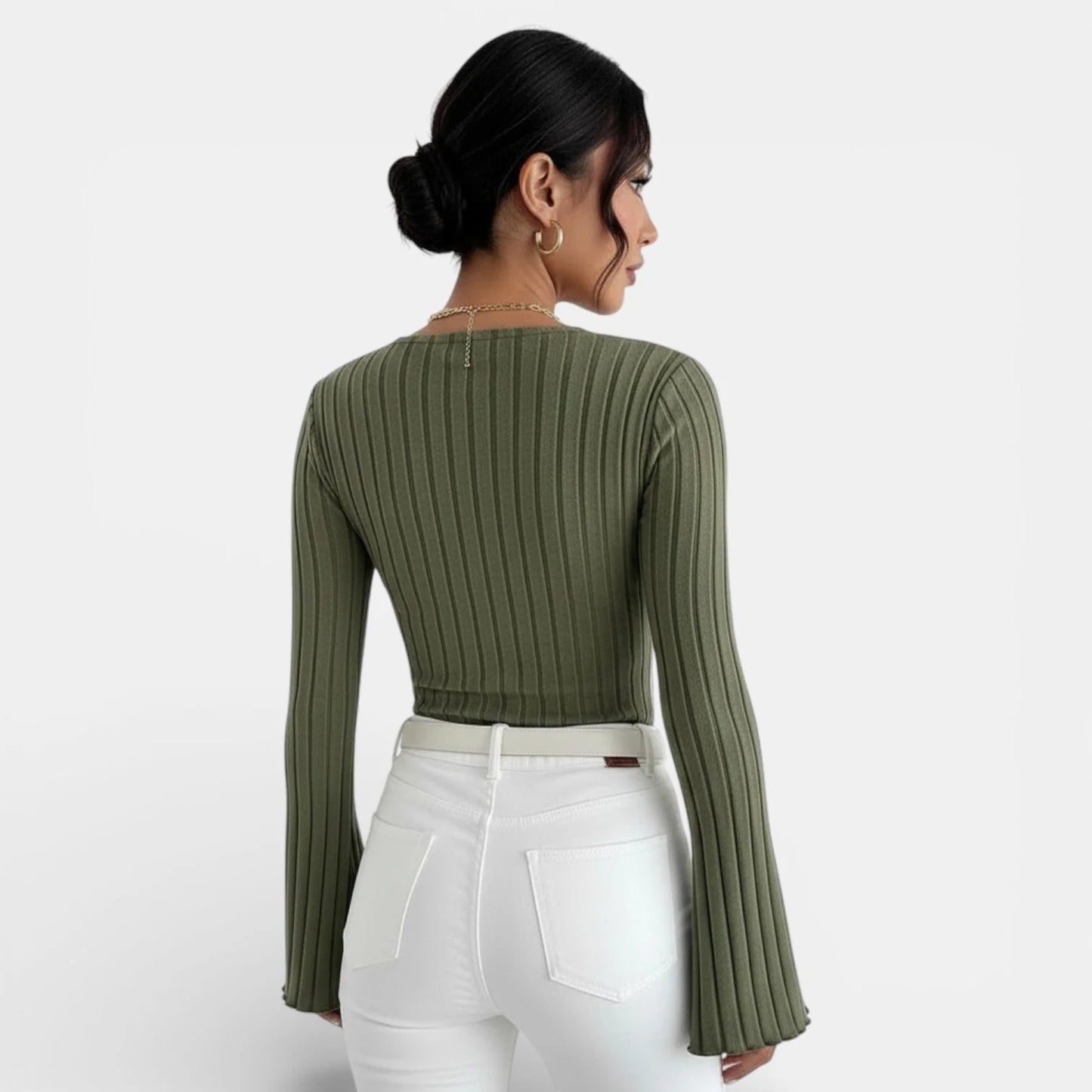 Julieta | Camiseta Canalé Escote V Manga Larga