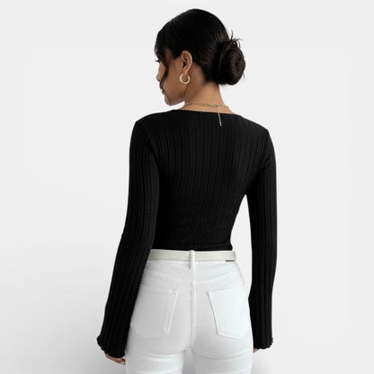 Julieta | Camiseta Canalé Escote V Manga Larga