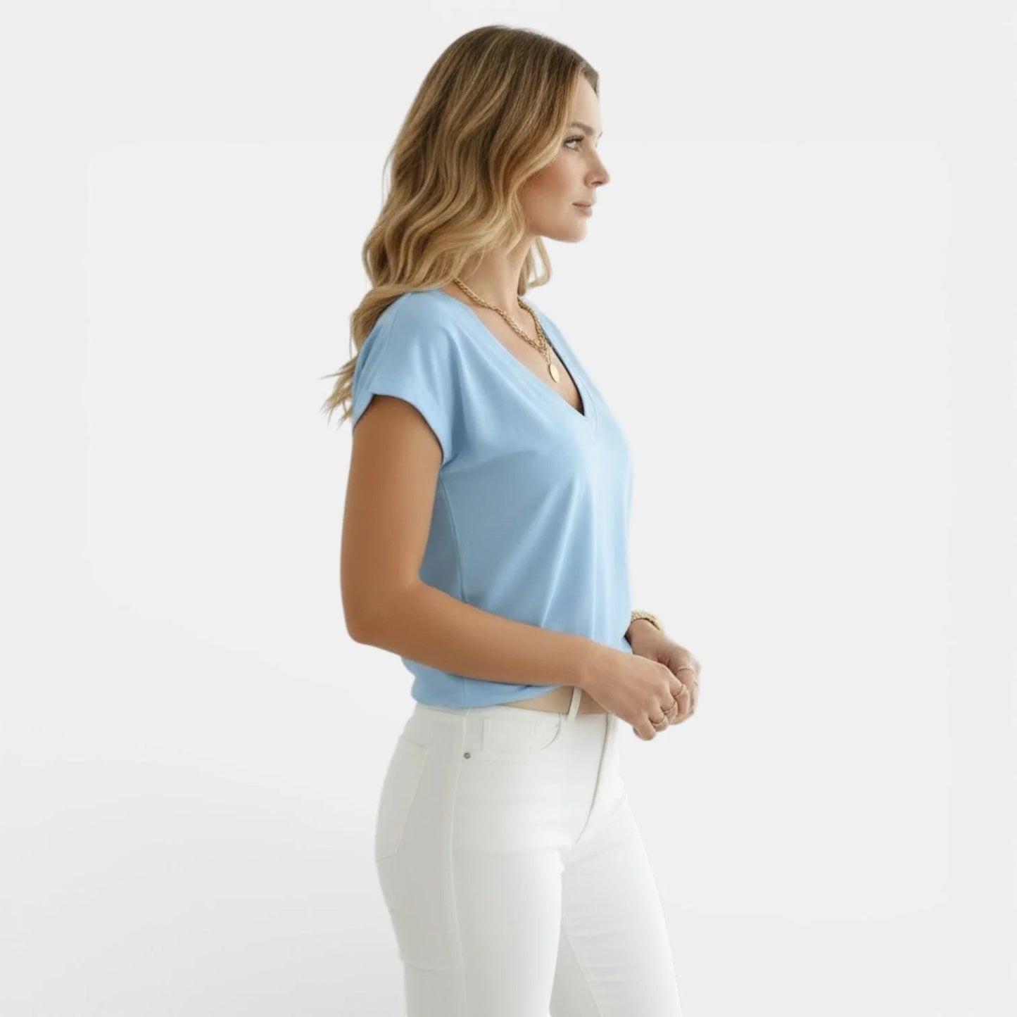 Aurora | Camiseta Mujer Primavera Manga Corta Escote V