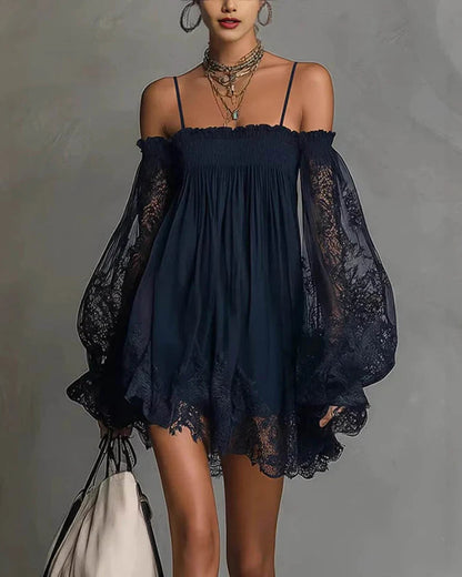 Sienna | Vestido Mini de Encaje con Hombros Descubiertos