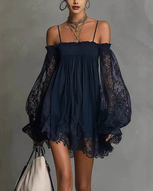 Sienna | Vestido Mini de Encaje con Hombros Descubiertos